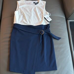 DKNY Navy and Cream dress
